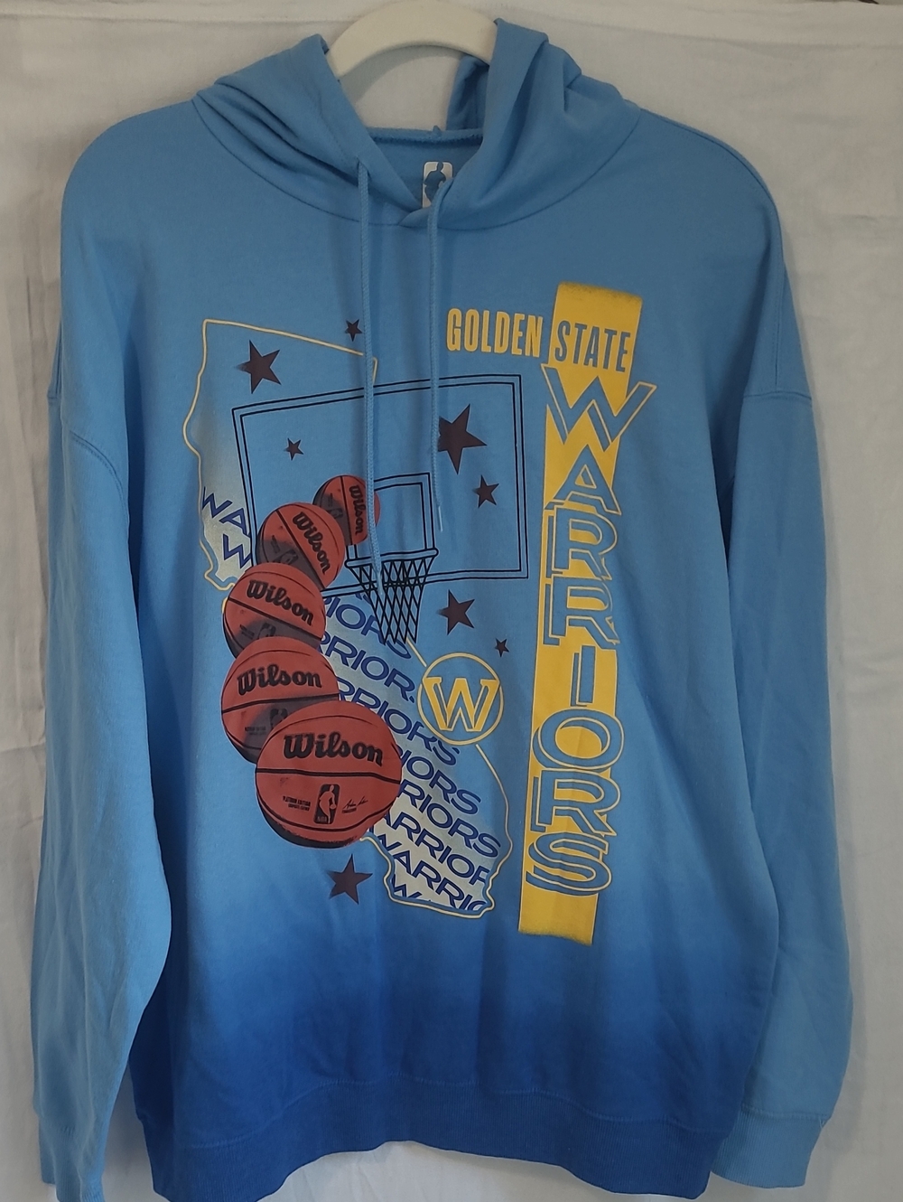Like New NBA Golden State Warriors Ombre Blue Graphic Hoodie